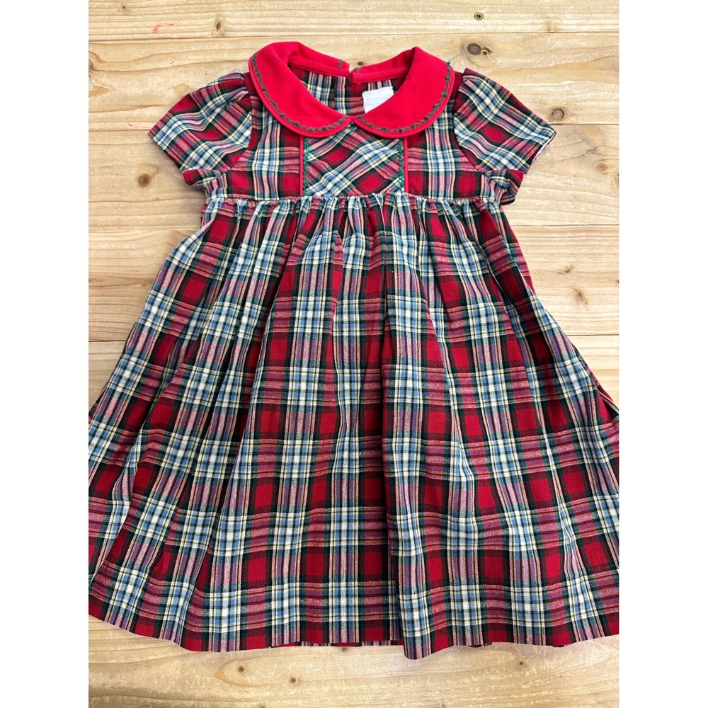 Edgehill Collection Plaid Christmas Dress‎ Girls 9M Red Green Holiday Gown